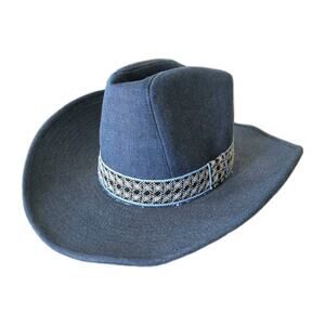 Vintage Denim Cowboy Hat Stagecoach Size 7-7 1/8 Blue Western 70s 80s Festival